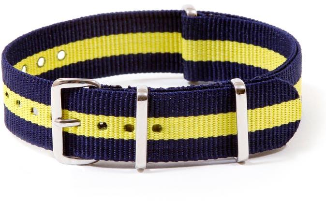 Nato Strap Watch Band Center Line Stripe - Blue Yellow