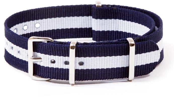 Nato Strap Watch Band Center Line Stripe - Blue White