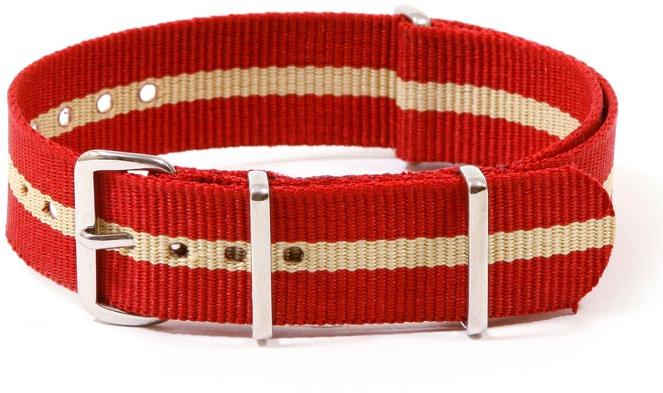 Nato Strap Watch Band Center Line Stripe - Red Natural