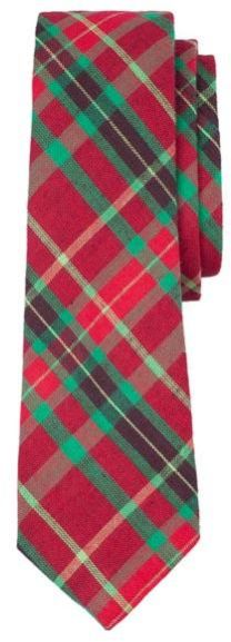 Red Green Cotton Holiday Plaid Tie