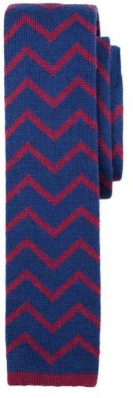 Red Zig Zag Stripe Wool Knit Tie