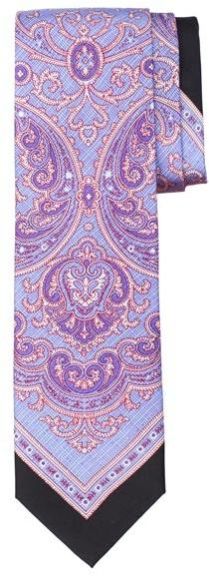 Silk Print Tie Floral Mint Lavender Black