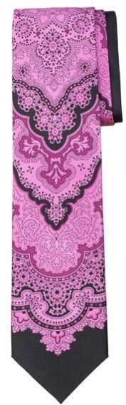 Silk Print Tie Floral Tapestry Pink Black