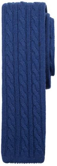 Solid Color Cable Knit Wool Tie Navy