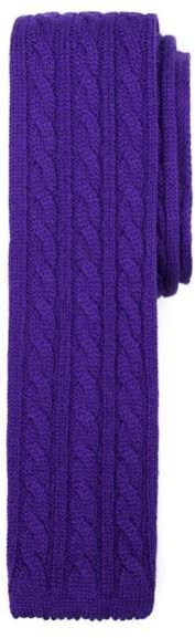 Solid Color Cable Knit Wool Tie Purple