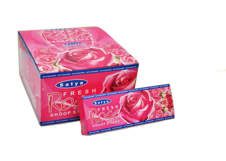 Satya Fresh Rose Dhoop Sticks 12 Packs Box
