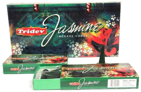 Tridev Jasmine Incense Cones 12 Packs Box