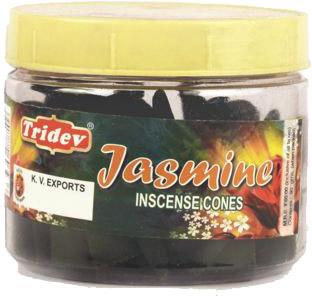 Tridev Jasmine Incense Cones Jar 90 Grams