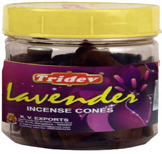 Tridev Lavender Incense Cones Jar 90 Grams
