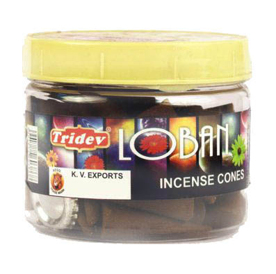 Tridev Loban Incense Cones Jar 90 Grams