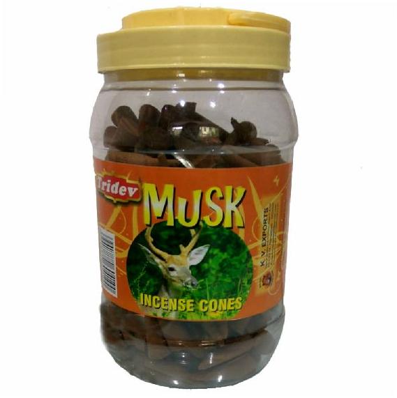 Tridev Musk Incense Cones Jar 500 Grams