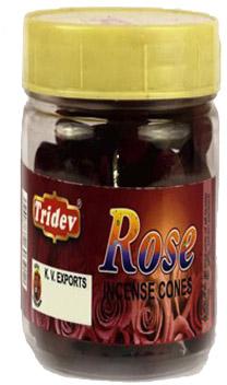 Tridev Rose Incense Cones Jar 225 Grams