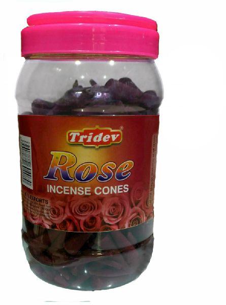 Tridev Rose Incense Cones Jar 500 Grams