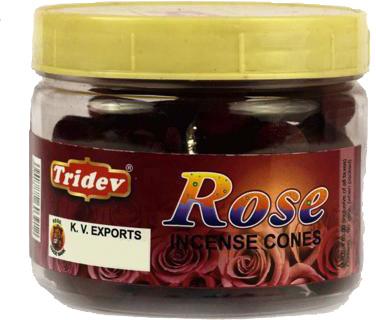 Tridev Rose Incense Cones Jar 90 Grams