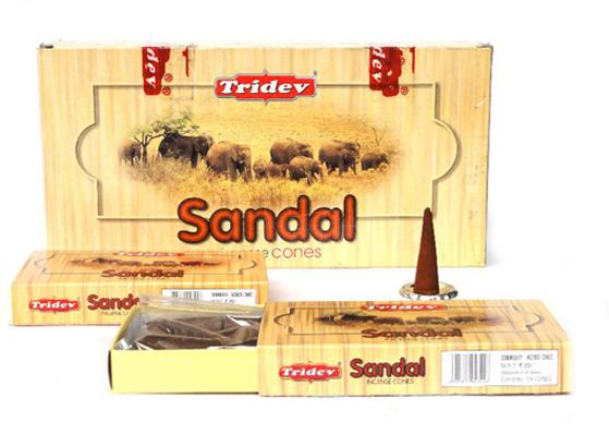 Tridev Sandal Incense Cones 12 Packs Box