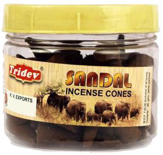 Tridev Sandal Incense Cones Jar 90 Grams