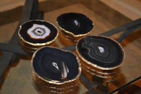 Black Agate Coasters, Size : 80-120mm