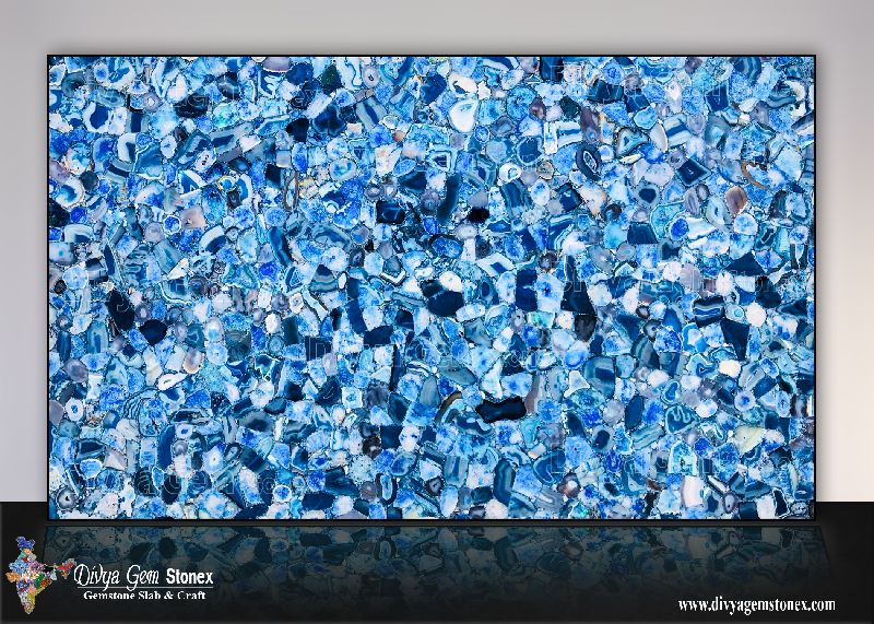 Rectangle Polished Blue Agate Slab, Feature : Superior quality, Robust structure, Glossy