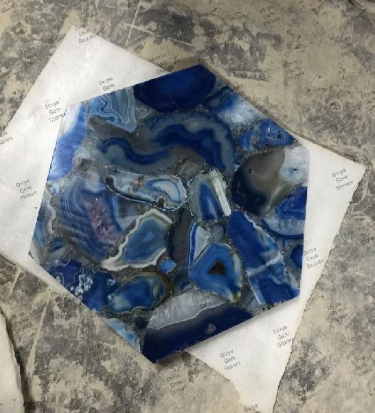Natural stone Blue Agate Table Top, for Garden, Park, Yard, Patio, Home Decoration, Etc.