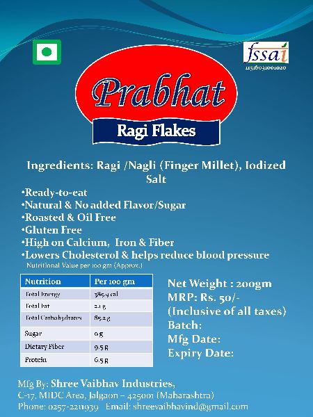 Crunchy Ragi (Finger Millet) Flakes, for Breakfast Cereal, Feature : Energetic, Good Quality, Healthy To Eat