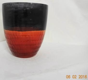 GIN 1052 Black Orange Flower Vase, Width : 6