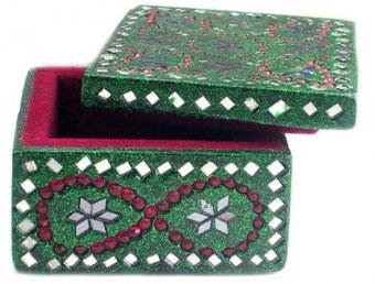Square Lac pill box with Mirror Work