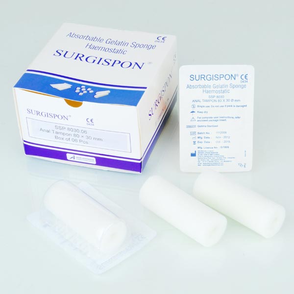 Absorbable Gelatin Sponge (Anal Tampon), Color : white