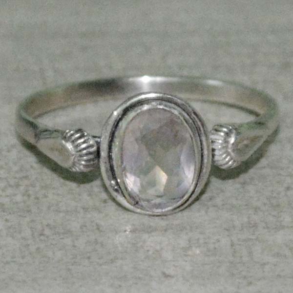 1.4 Gm White Quartz Gemstone 925 Sterling Silver Ring