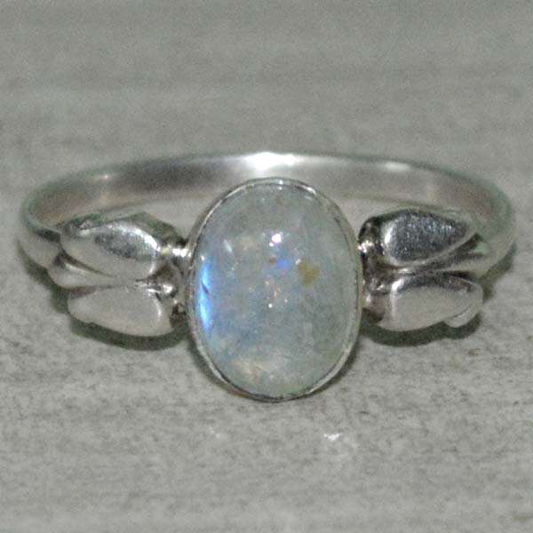 1.4gm Rainbow Moonstone Gemstone 925 Sterling Silver Rings