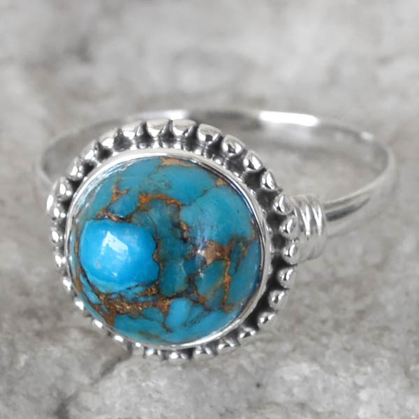 2.7 GM Blue Copper Turquoise Gem Stone 925 Sterling Original Silver Ring