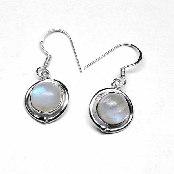 2.8 Gm Rainbow Moonstone Gemstone 925 Sterling Original Silver Earring