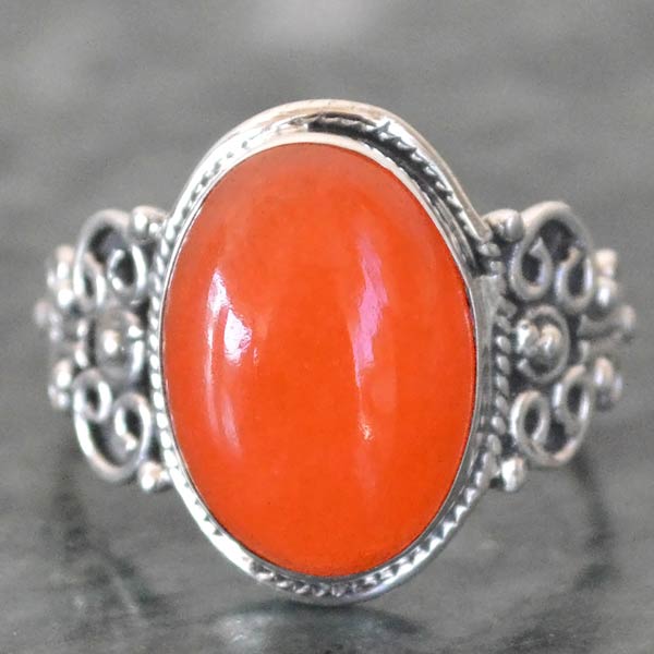 3.5 Gm Carnelian Gemstone 925 Sterling Original Silver Ring