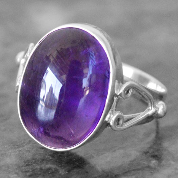 3.8 Gm Amethyst Gemstone 925 Sterling Original Silver Ring