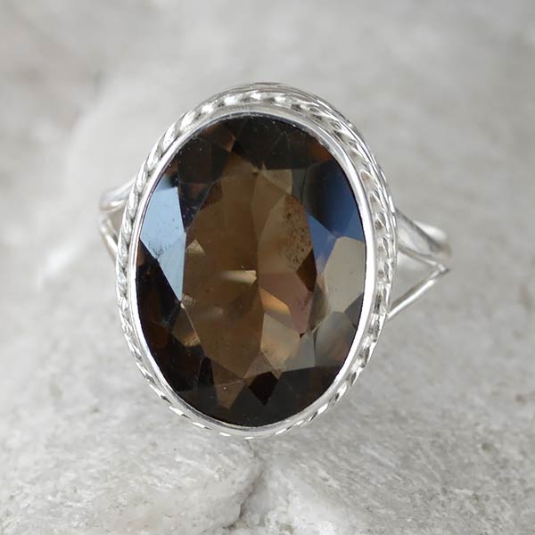 Smoky Topaz Gem Stone 925 Sterling Original Silver Ring