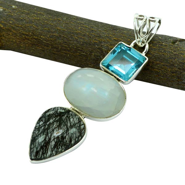 8.1 Gm Sterling Silver Gemstone Pendants