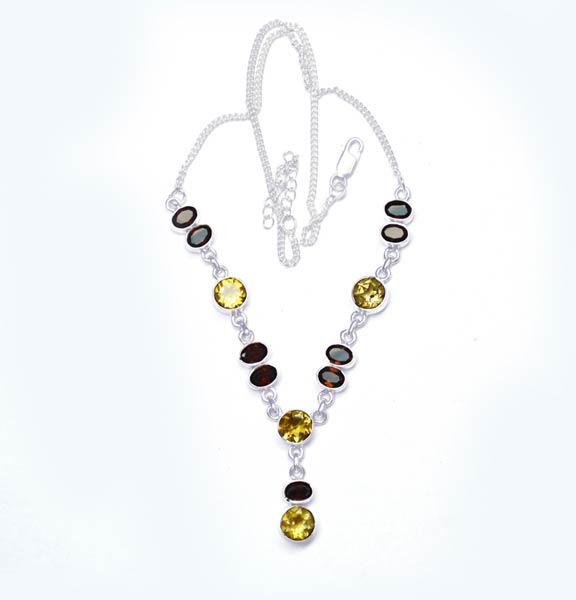 Citrine Gem Stone 925 Sterling Silver Necklace