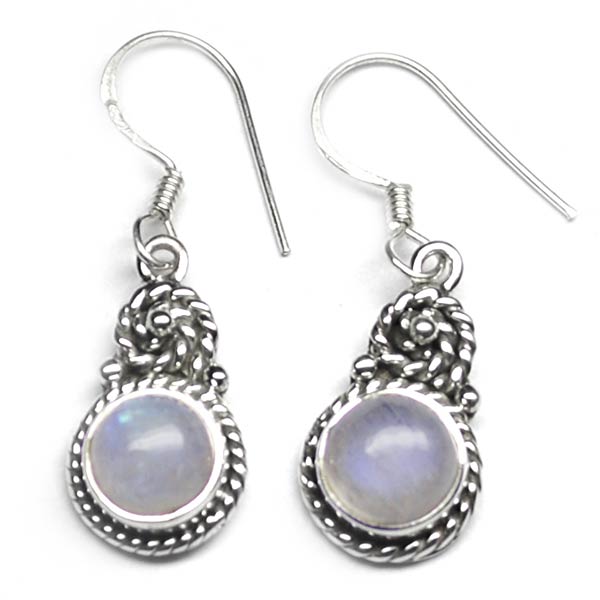 Rainbow Moonstone Gemstone 925 Sterling Silver Earring