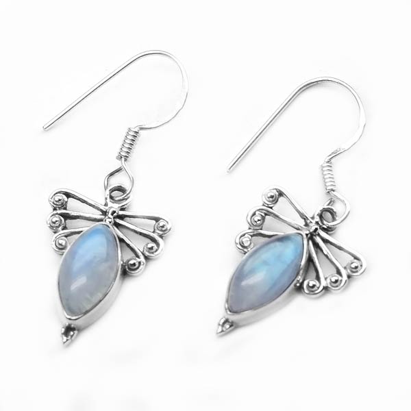 Rainbow Moonstone Gemstone 925 Sterling Silver Earring