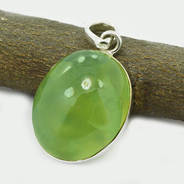 Prehnite Gem Stone 925 Sterling Original Silver Pendant