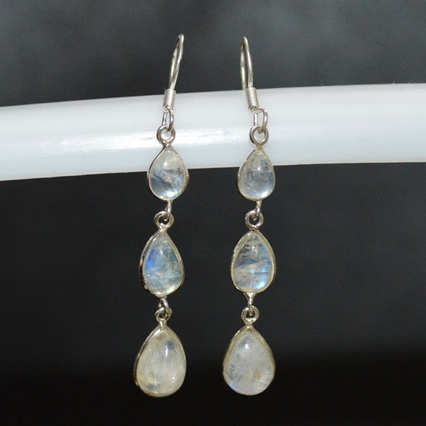 Rainbow Moonstone Gemstone 925 Sterling Silver Earring