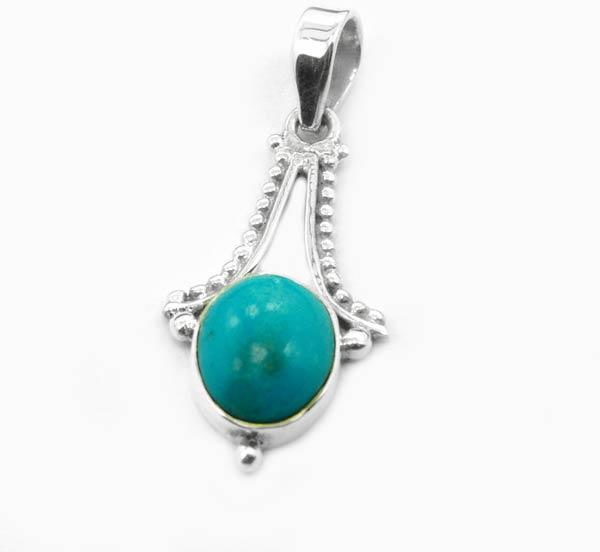 Turquoise Gem Stone 925 Sterling Original Silver Pendant