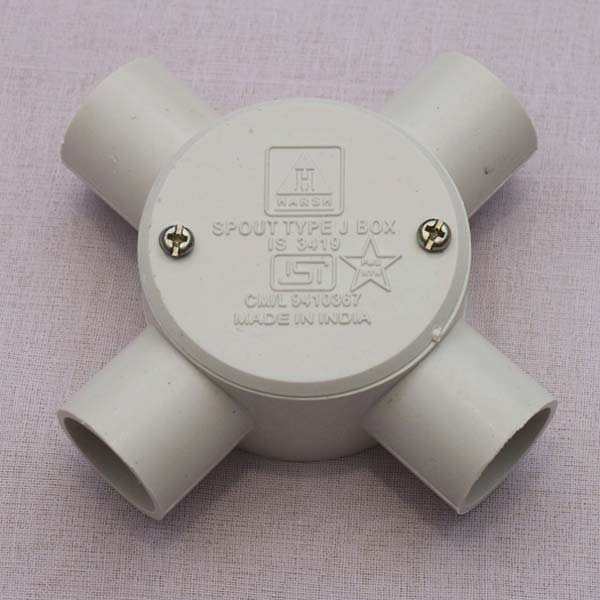 HARSH Round PVC/PP Coated Pvc Junction Box, for Electrical Wiring, Pattern : Plain