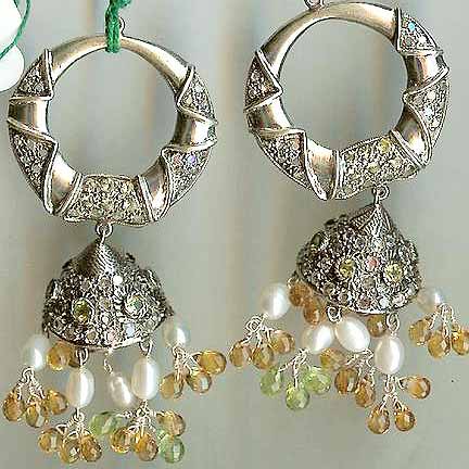 Silver Gemstone Earrings Sge-09