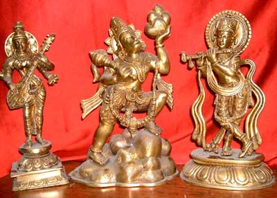 Brass Saraswati Hanuman &  Krishna