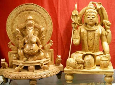 Wooden Shiva Ganesh