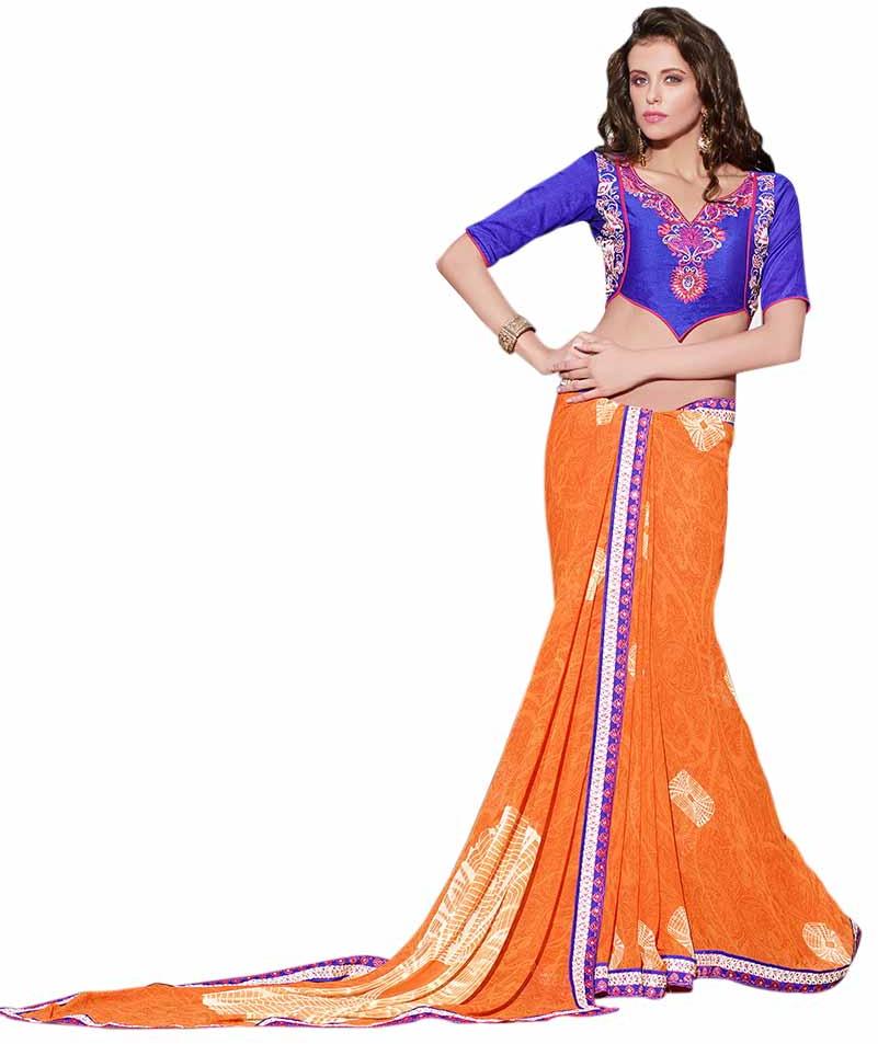 Surya Lifestyle Orange Colored Bandhani Print Saree