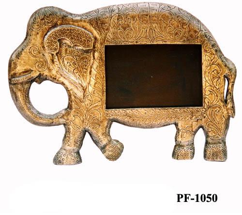 Brass Fitted Wooden Animal Figure Photo Frame