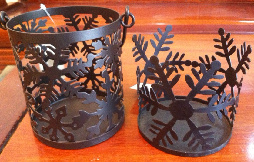 Black Snowflake Metal Candle Holder