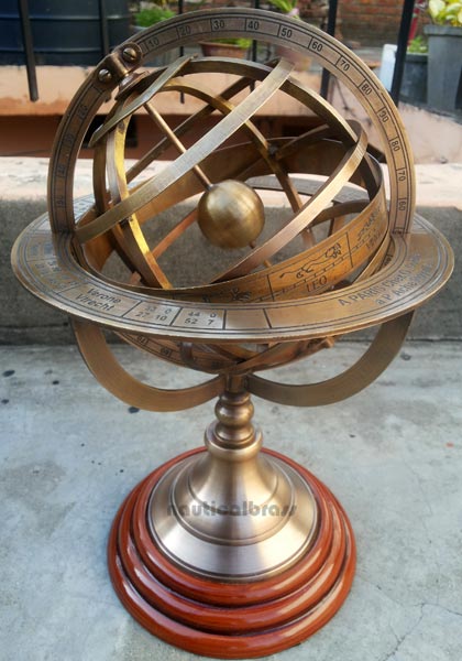 Wooden Base Brass Globe Armillary Manufacturer Supplier from Roorkee India