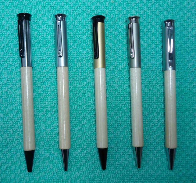 Wood Cap Press Ball Pens